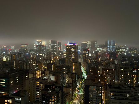 雨で部屋からの景色が幻想的
