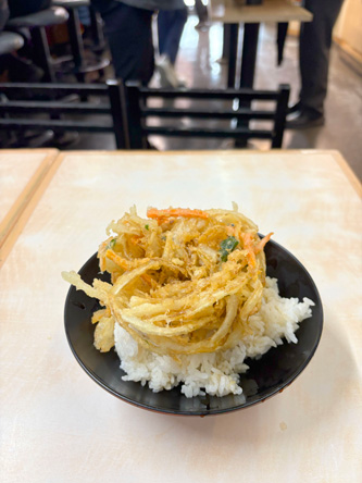 ゴハンにかき揚げのっけただけでヨシ ゴハンにかき揚げのっけただけでヨシ